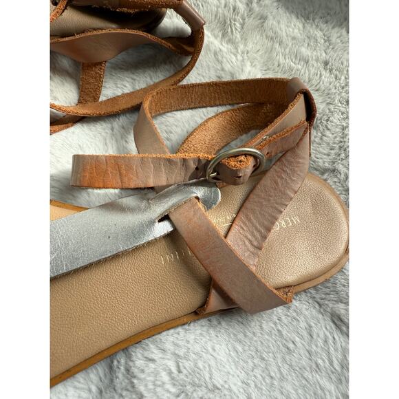 Mercanti Fiorentini Silver Brown Leather Strappy Sandals Italy Size 40 / US 10 - Picture 8 of 12